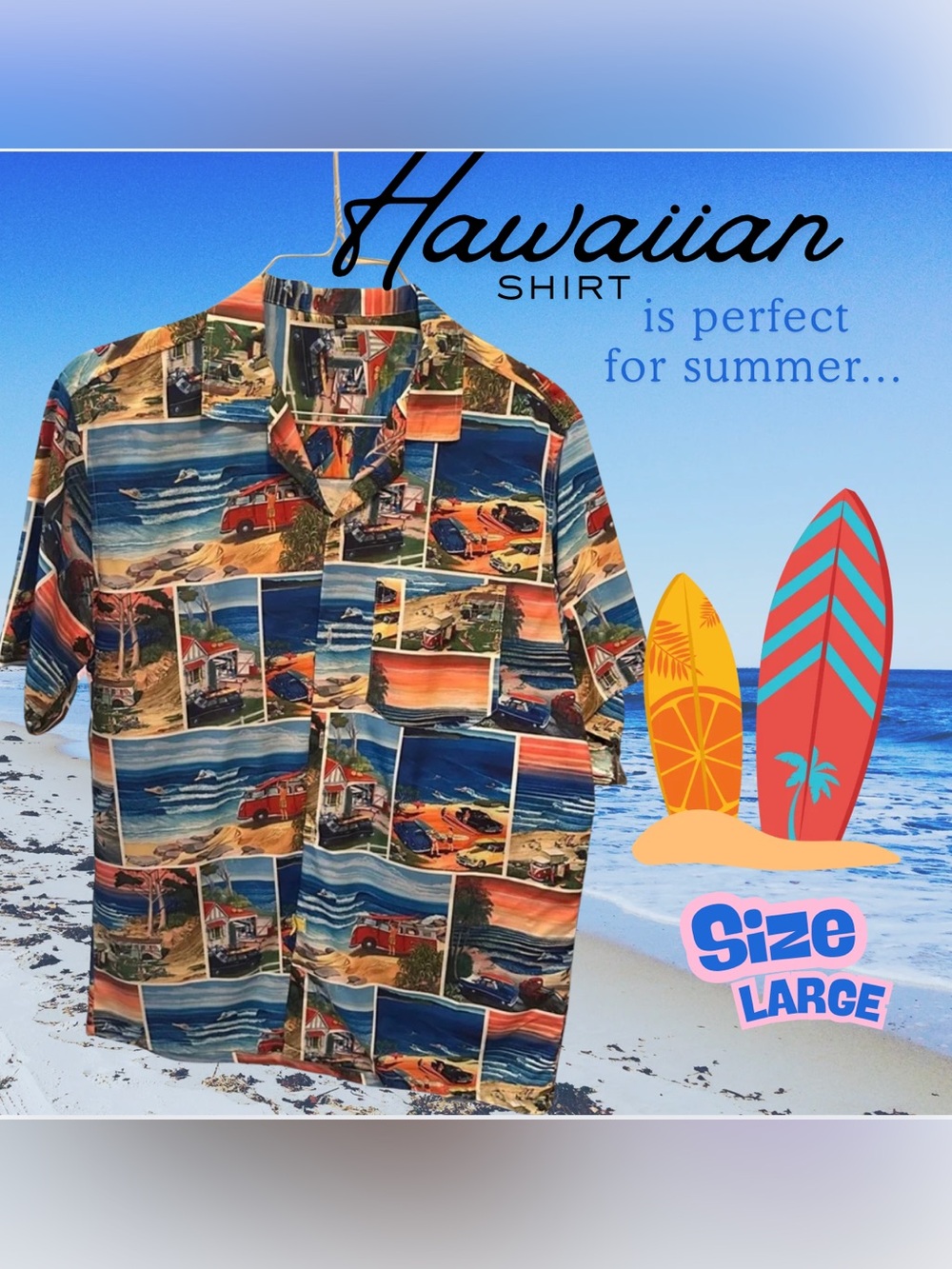 Men's Multi-Color Hawaiian Print Short-Sleeve Shirt, size X-Large